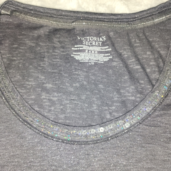 Women's VS Victoria's Secret Gray Sequin Glitter Shirt Size Large - Picture 2 of 3